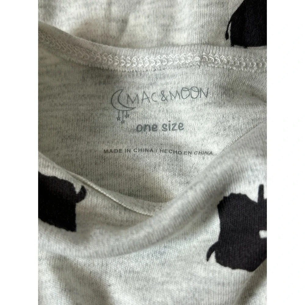 Mac and Moon Baby Knotted Gown Gray Black Buffalo Bison Print OS DF20M1447‎